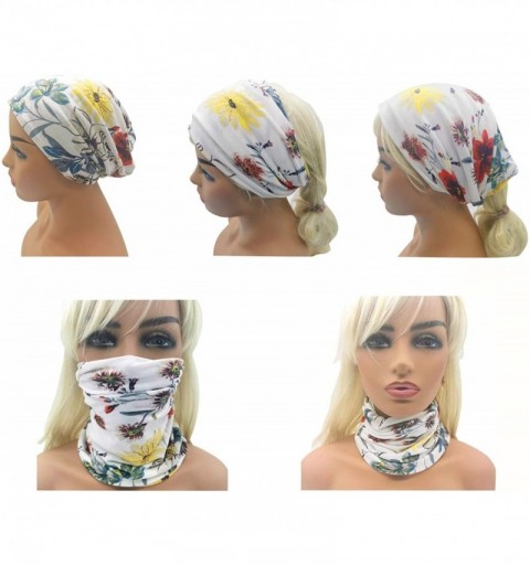 Skullies & Beanies Flower Printed Beanie Women Turban Headband Chemo Cap - 2 Pack Set 5 - CN18W76XCM9 $13.89