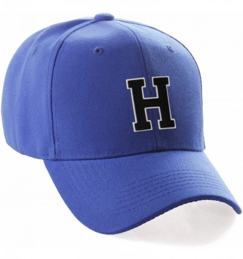 Baseball Caps Classic Baseball Hat Custom A to Z Initial Team Letter- Blue Cap White Black - Letter H - C018IDUM9HR $12.09