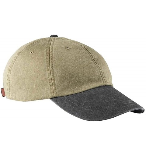 Baseball Caps Unisex 6-Panel Low-Profile Washed Pigment-Dyed Cap- Khaki/Black- All - C512I9OF087 $8.49