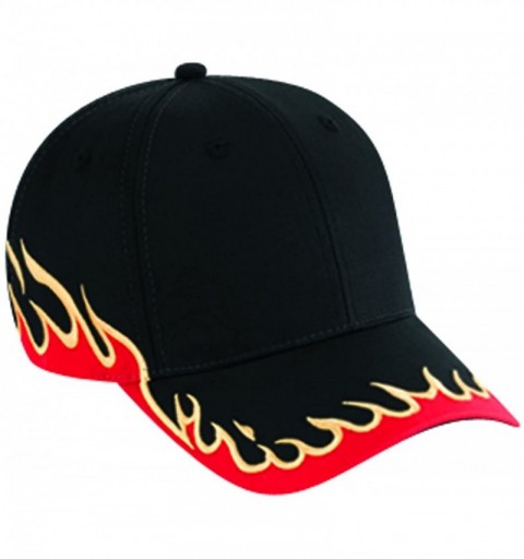 Baseball Caps Flame Pattern Cotton Twill Two Tone Color Low Profile Pro Style Cap - Black/Red/Gold - C311U5JXB2R $15.64