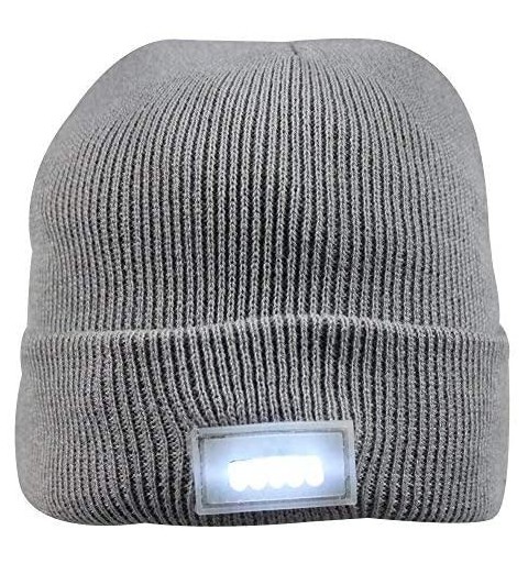 Skullies & Beanies 5 LED Knit Flash Light Beanie Hat Cap for Night Fishing Camping Handyman Working - Gray - CT12O4QRXWN $10.93