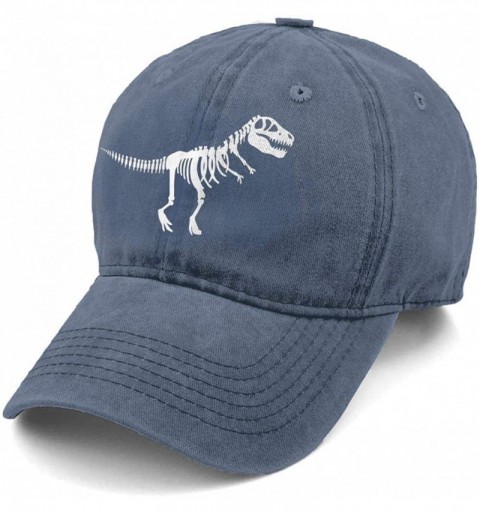 Baseball Caps Unisex T Rex Skeleton Dinosaur Denim Hat Adjustable Washed Dyed Cotton Dad Baseball Caps - Navy - C418NK0R9YU $...