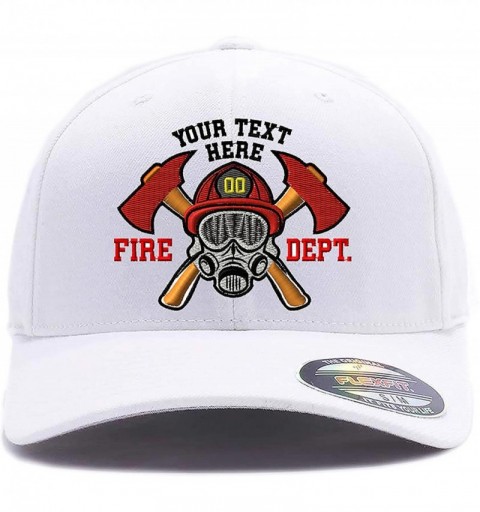 Baseball Caps Custom Embroidered Firefighter Hats. 6477- 6277 Flexfit Baseball caps - White - CY18CRL29M0 $28.42