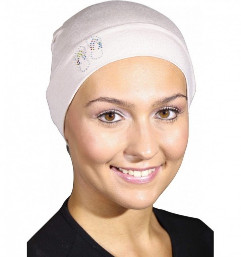 Skullies & Beanies Womens Soft Sleep Cap Comfy Cancer Hat with Studded Flip-Flops Applique - Beige - CP18E0ULNC7 $22.02