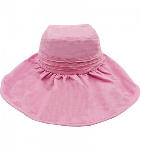 Sun Hats Womens Pure Color Top Open Wide Brim Anti UV Sun Hat Foldable Summer Travel Beach Visor Cap - Purplepink - CD18E0GKI...