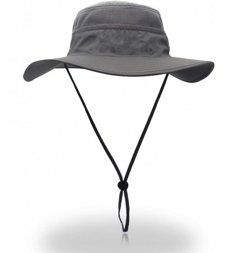 Bucket Hats Wide Brim Sun Hat Mesh Bucket Hat Lightweight Bonnie Hat Perfect for Outdoor Activities - Grey - C2180CS6LKI $9.22