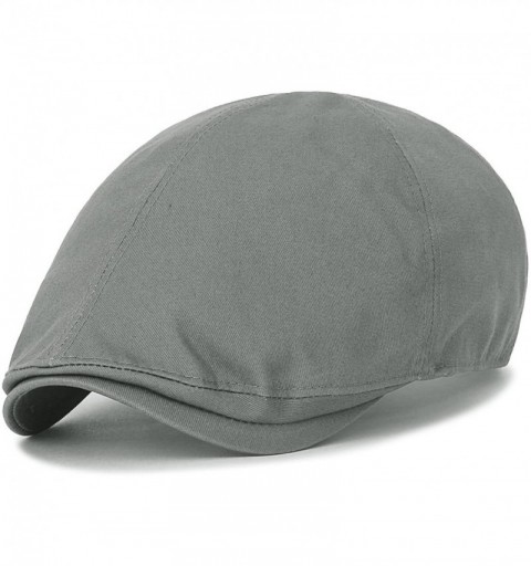 Newsboy Caps Cotton Solid Color Adjustable Gatsby Newsboy Hat Cabbie Hunting Flat Cap - Grey - CT18H3AZYW6 $19.77