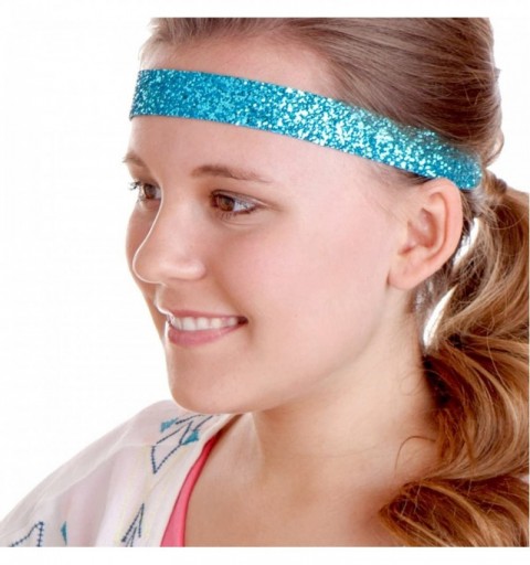 Headbands Adjustable NO Slip Wide Bling Glitter Headbands for Women Girls & Teens Black Duo Pack - Black & Teal - CW11OI9ARK3...