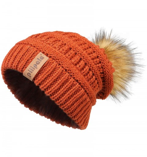 Skullies & Beanies Womens Winter Knit Beanie Hat Slouchy Warm Pom Pom Hat Faux Fur Caps for Women Ladies Girls - C918YLYTDYY ...