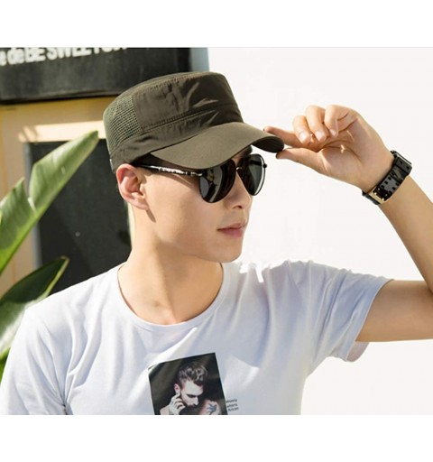 Sun Hats Men's Cool Summer Buckle Hat Peaked Flat Top Army Military Corps Baseball Cap - Green - C518RZ35IHZ $13.18