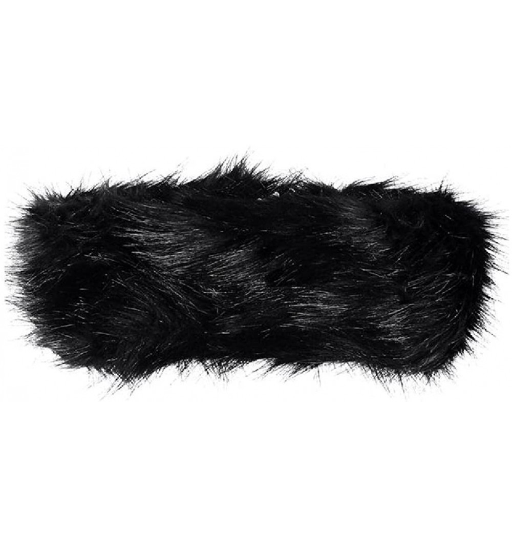 Cold Weather Headbands Faux Mink Fur Russian Style Winter Head-wear - Black Headband - CR12C4VSG7N $10.61
