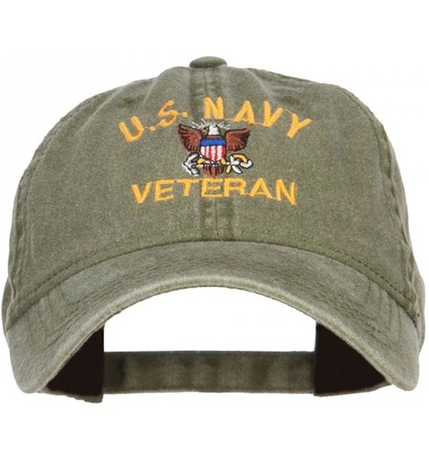 Baseball Caps US Navy Veteran Military Embroidered Washed Cap - Olive - CB17YNZD3TI $21.73