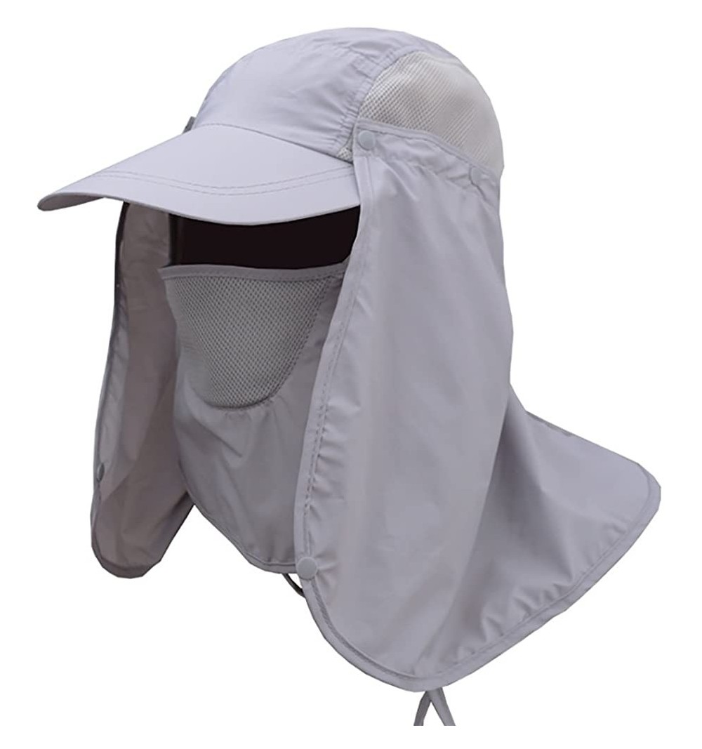 Sun Hats Summer Outdoor Sun Protection Fishing Cap Removable Neck Face Flap Cover Caps for Men Women - Light Grey - CR18CUIYW...