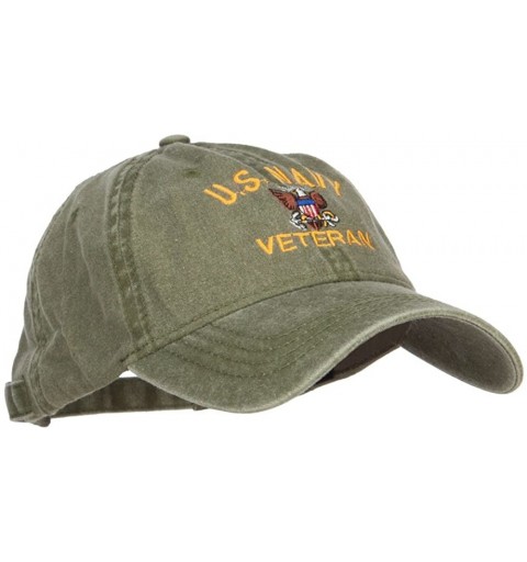 Baseball Caps US Navy Veteran Military Embroidered Washed Cap - Olive - CB17YNZD3TI $21.73