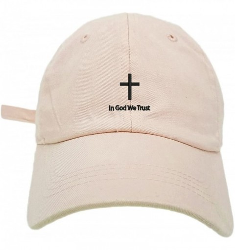 Baseball Caps Cross in God We Trust Logo Style Dad Hat Washed Cotton Polo Baseball Cap - Beige - CP1889Q0MU5 $9.78