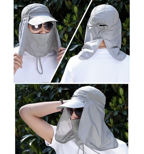 Sun Hats Summer Outdoor Sun Protection Fishing Cap Removable Neck Face Flap Cover Caps for Men Women - Light Grey - CR18CUIYW...