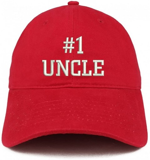 Baseball Caps Number 1 Uncle Embroidered Low Profile Soft Cotton Baseball Cap - Red - CE184UU7AEG $21.36