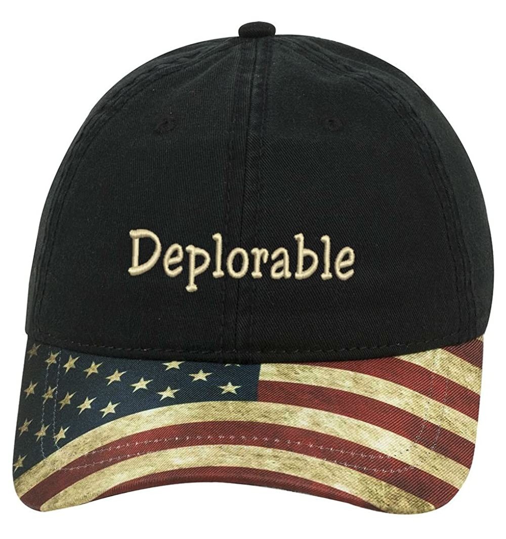 Baseball Caps DEPLORABLE AMERICAN Trump Unisex snap backs cap for Mens or Womens - Black With American Flag - CY18LH2ZDRA $13.77