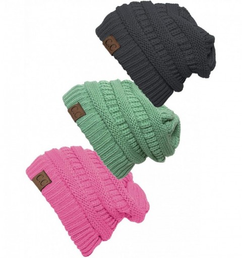 Skullies & Beanies Women's 3-Pack Knit Beanie Cap Hat - CU18LQT65DO $24.91
