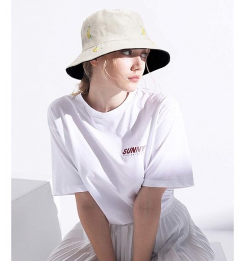 Bucket Hats Fashion Fruit Bucket Hat for Women Trendy Strawberry Painted Foldable Summer Cotton Fisherman Sun Caps - CZ18WTA0...