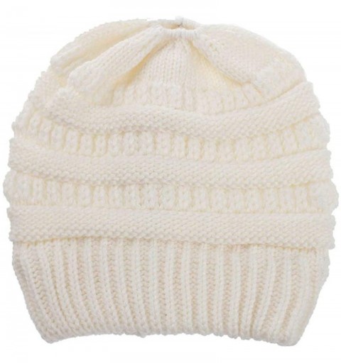 Skullies & Beanies Women's Trendy Warm Winter Beanie Hat Stretch Slouchy Skully Knit Cap Pom Bobble Hat - White - CL18KGDRZ56...