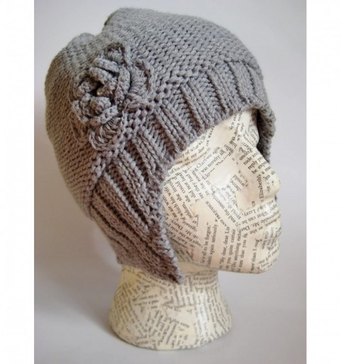 Skullies & Beanies Winter Hat for Women Aviator Knitted Beanie Hat for Girls and Women M194 - Gray - CL11B2NNXSR $16.79