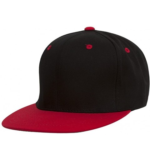 Baseball Caps Cotton Two-Tone Flat Bill Snapback - Black/Red - C4184THE398 $10.99