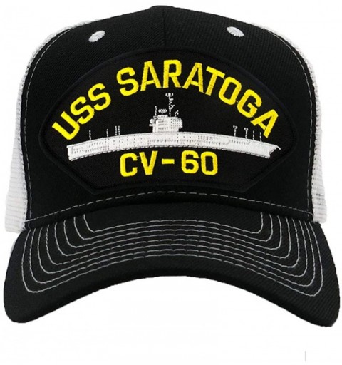 Baseball Caps USS Saratoga CV-60 Hat/Ballcap Adjustable One Size Fits Most - Mesh-back Black & White - CT18SD2UK58 $17.74