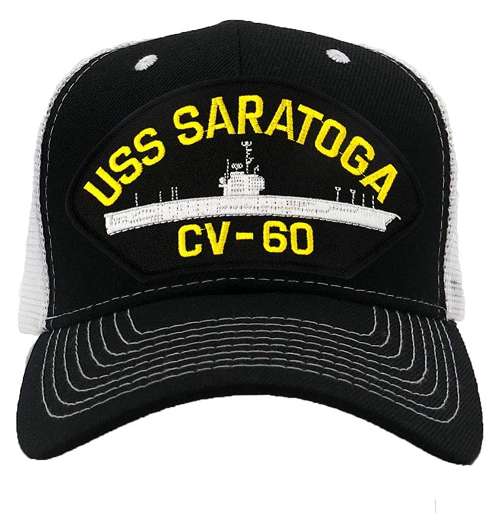 Baseball Caps USS Saratoga CV-60 Hat/Ballcap Adjustable One Size Fits Most - Mesh-back Black & White - CT18SD2UK58 $17.74
