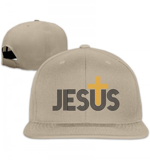 Baseball Caps Jesus Christian Cross Snapback Hats Adjustable Solid Flat Bill Baseball Caps Womens - Natural - CW196XQQ4EE $12.08