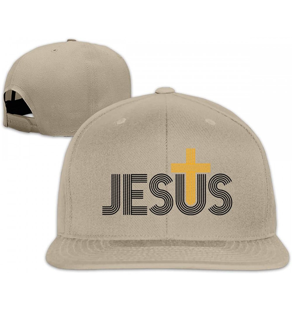 Baseball Caps Jesus Christian Cross Snapback Hats Adjustable Solid Flat Bill Baseball Caps Womens - Natural - CW196XQQ4EE $12.08