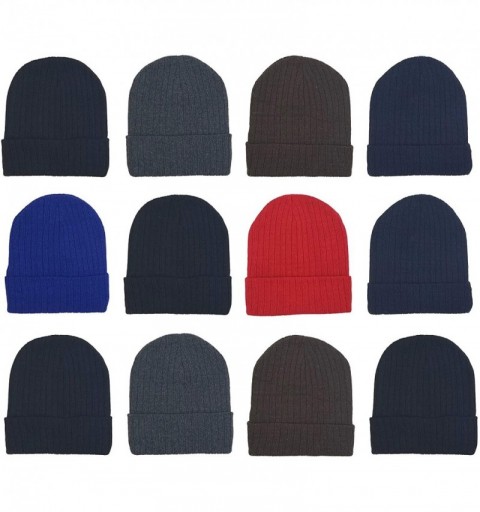 Skullies & Beanies 12 Pack Winter Beanie Hats for Men Women- Warm Cozy Knitted Cuffed Skull Cap- Wholesale - 12 Pack Assorted...