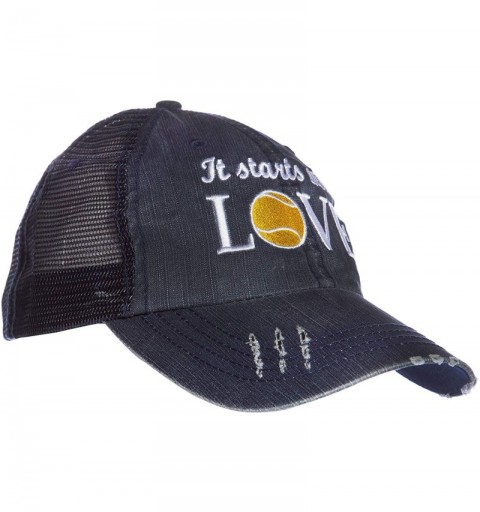 Skullies & Beanies It Starts with Love - Trucker Distressed Hat Cap - Tennis Gift Navy - CA18E2KMQ4R $26.41