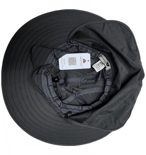 Sun Hats Mens UPF 50+ Sun Protection Cap Wide Brim Fishing Hat with Neck Flap - Dark Gray - CG12DBHHM4H $20.04