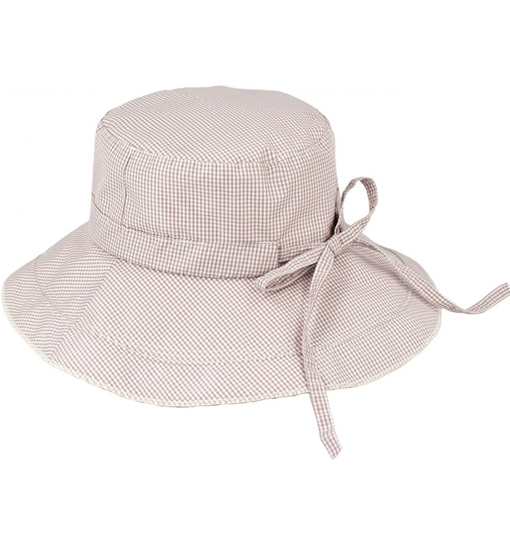 Sun Hats Women's Summer Sun Hat - Gingham Wide Brim Bucket Hat - Pink - C311ZR0XTKN $21.00