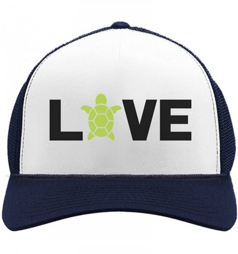Baseball Caps I Love Turtles - Animal Lover Turtle Print Cute Trucker Hat Mesh Cap - Navy/White - CN1858KALAC $14.24