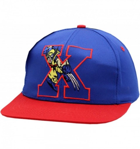 Baseball Caps X-Men Wolverine Vintage Caricature Logo Block Snapback-XM2058 Red/Blue - CH128K6YIVT $12.66