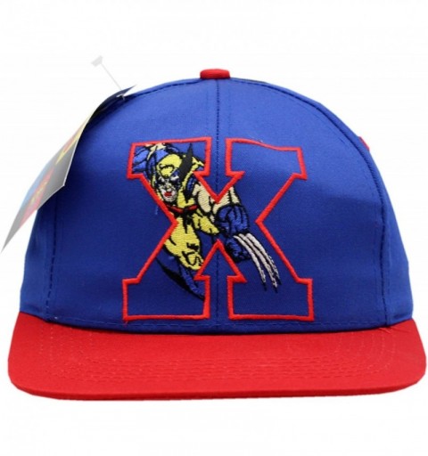 Baseball Caps X-Men Wolverine Vintage Caricature Logo Block Snapback-XM2058 Red/Blue - CH128K6YIVT $12.66