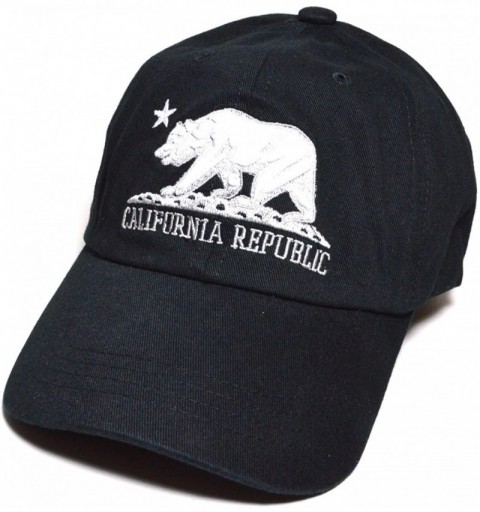Baseball Caps California Republic n Bear Embroidered Baseball Cap Polo Style Cotton Unconstructed Hat - Black - CL185NS4X2X $...