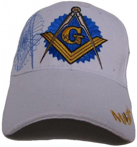 Skullies & Beanies White Freemason Mason Masonic w/Shadow Emblem Baseball Style Cap 3D Embroidered Hat - CE186DOUHE2 $13.81