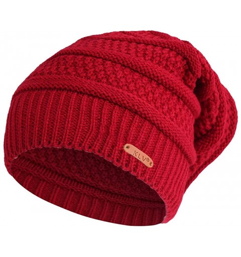 Berets Women Ladies Winter Knitting Hat Warm Artificial Wool Snow Ski Caps With Visor - S1101-wine Red - CE192ZWZ0XT $13.84
