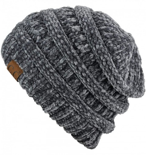Skullies & Beanies Women's Chenille Soft Warm Thick Knit Beanie Cap Hat - Light Mel Grey - CW18IQEZKWG $17.97