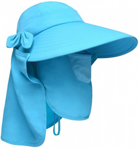Sun Hats Women's UPF+50 Sun Visor Detachable Flap Hat Foldable Wide Brimmed UV Protection Face Mask Hat - Blue - CQ12FMZH4K3 ...