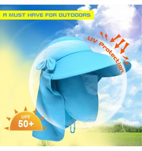 Sun Hats Women's UPF+50 Sun Visor Detachable Flap Hat Foldable Wide Brimmed UV Protection Face Mask Hat - Blue - CQ12FMZH4K3 ...