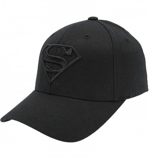 Baseball Caps DC Comics Superman Fitted Hat Men Women Flexfit Baseball Ball Cap Officially Licensed - All Black - CZ184U38GNA...