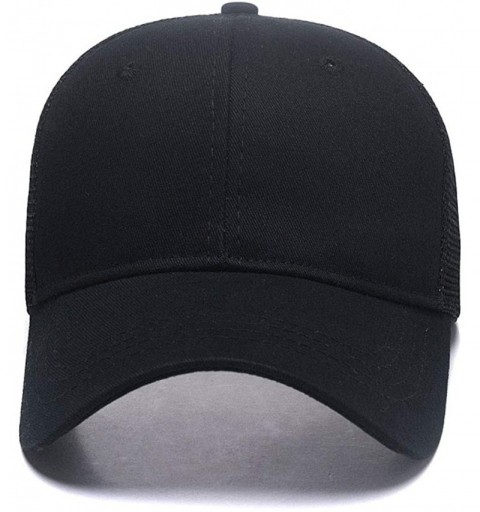 Baseball Caps Custom Women's Ponytail Mesh Adjustable Cap-Baseball Cap-Trucker Hat Suitable Cool Unisex Cap - Black - CR18K3H...
