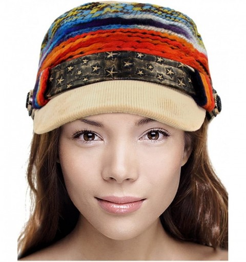 Sun Hats Women's Cap - Colorful Thread Corduroy Cadet Cap - Tan - CQ11LDZX7Y9 $22.55