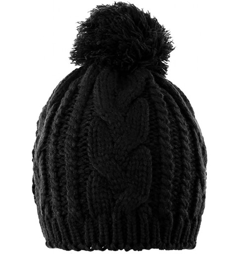 Skullies & Beanies Unisex Trendy Pom Pom Hat Winter Warm Knit Hats Slouchy Beanie for Men Women - Black - C9187O40607 $9.69