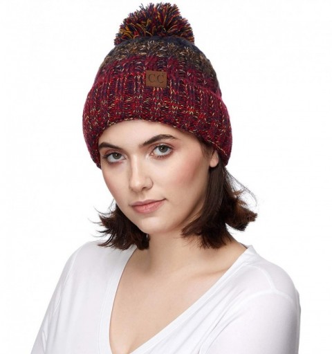 Skullies & Beanies Exclusives Women's Winter Slouchy Knitted Hat Cable Knit Pom Beanie Hat (HAT-1816) - Red - CF18I6XRUGE $19.52