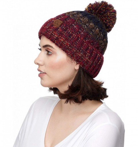 Skullies & Beanies Exclusives Women's Winter Slouchy Knitted Hat Cable Knit Pom Beanie Hat (HAT-1816) - Red - CF18I6XRUGE $19.52